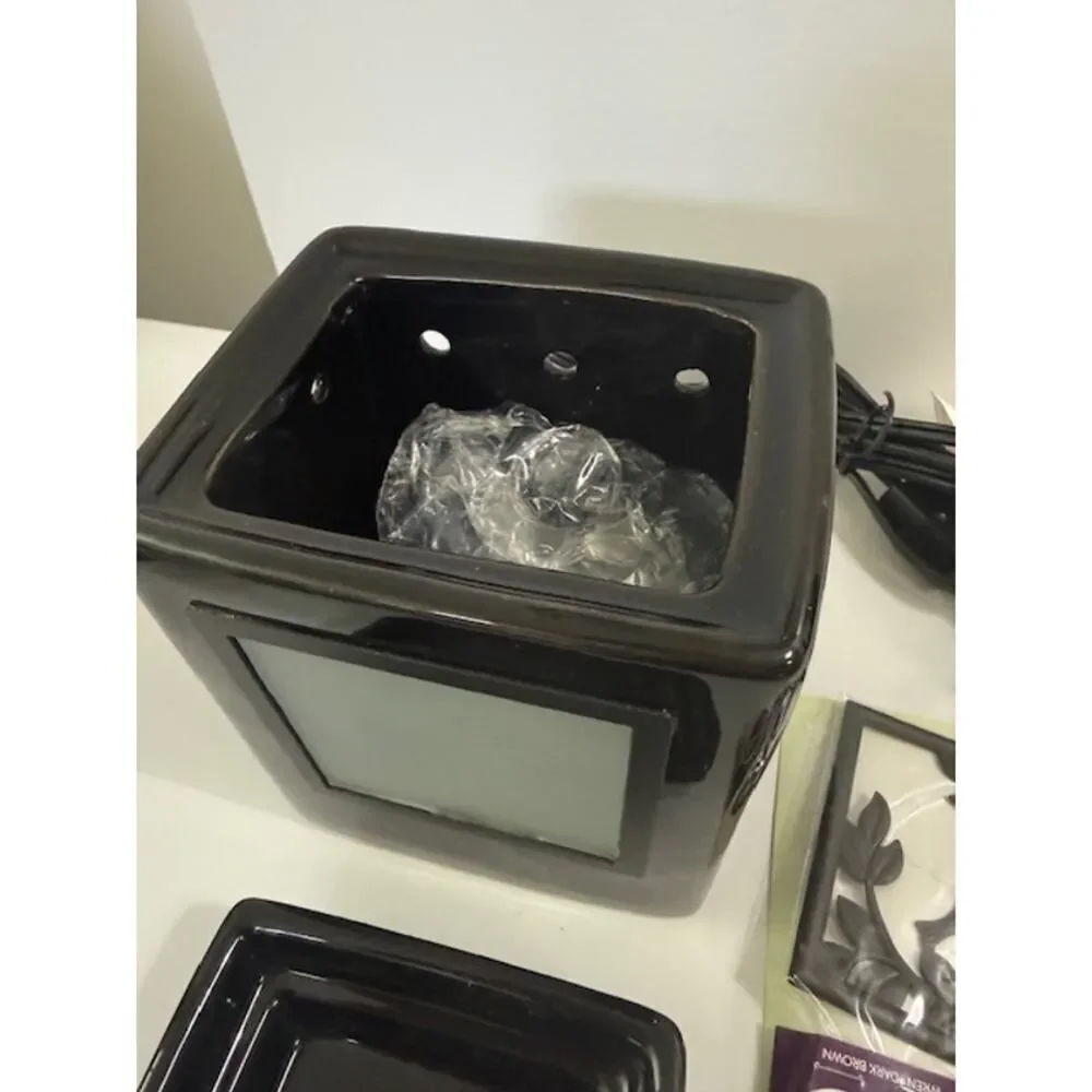 NIB Scentsy Ebony Cube Gallery Bird Silhouette Insert Black Warmer